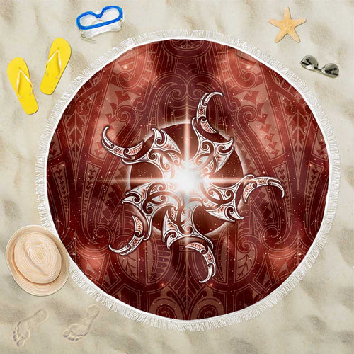 New Zealand Matariki Pohutukawa Beach Blanket Maori Moko Red Galaxy