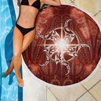 New Zealand Matariki Pohutukawa Beach Blanket Maori Moko Red Galaxy