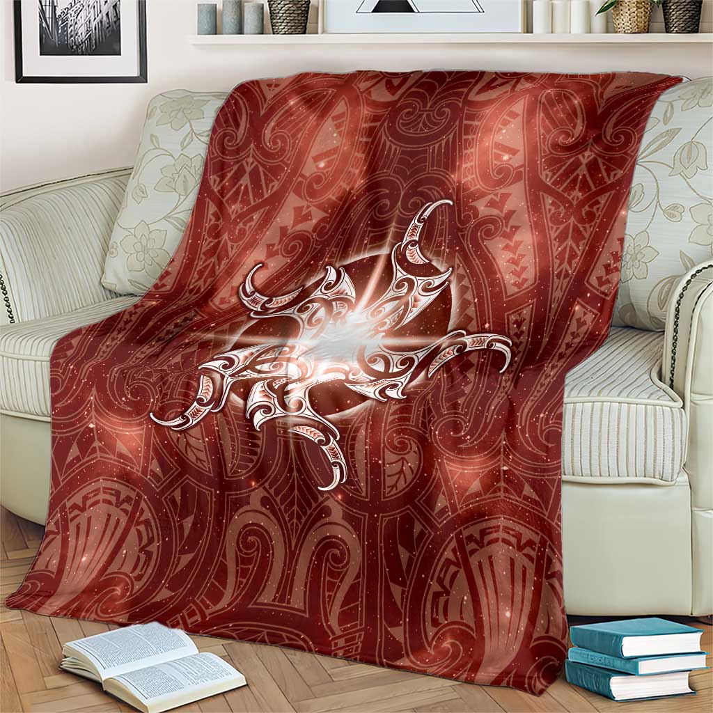 New Zealand Matariki Pohutukawa Blanket Maori Moko Red Galaxy