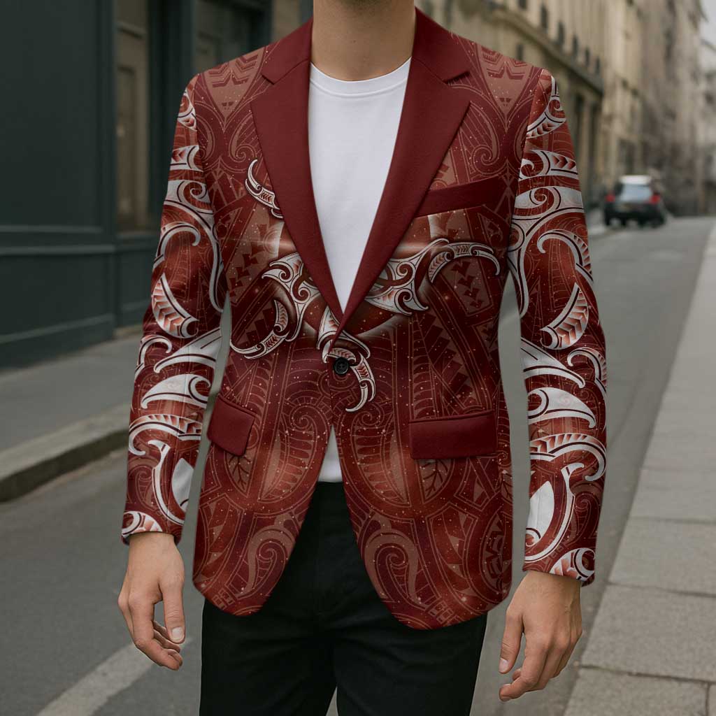 New Zealand Matariki Pohutukawa Blazer Maori Moko Red Galaxy