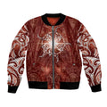 New Zealand Matariki Pohutukawa Bomber Jacket Maori Moko Red Galaxy