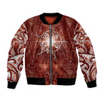 New Zealand Matariki Pohutukawa Bomber Jacket Maori Moko Red Galaxy