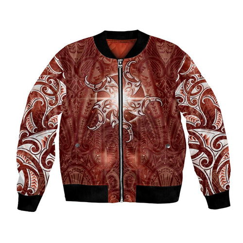 New Zealand Matariki Pohutukawa Bomber Jacket Maori Moko Red Galaxy