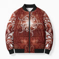 New Zealand Matariki Pohutukawa Bomber Puffer Jacket Maori Moko Red Galaxy