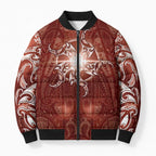 New Zealand Matariki Pohutukawa Bomber Puffer Jacket Maori Moko Red Galaxy