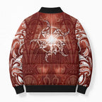 New Zealand Matariki Pohutukawa Bomber Puffer Jacket Maori Moko Red Galaxy