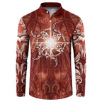 New Zealand Matariki Pohutukawa Button Sweatshirt Maori Moko Red Galaxy