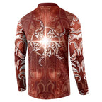 New Zealand Matariki Pohutukawa Button Sweatshirt Maori Moko Red Galaxy