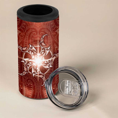 New Zealand Matariki Pohutukawa 4 in 1 Can Cooler Tumbler Maori Moko Red Galaxy