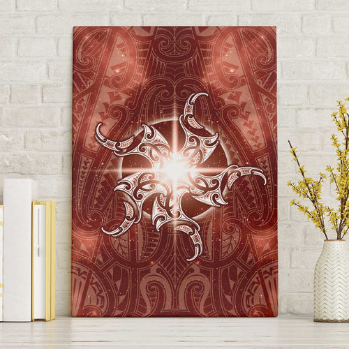 New Zealand Matariki Pohutukawa Canvas Wall Art Maori Moko Red Galaxy