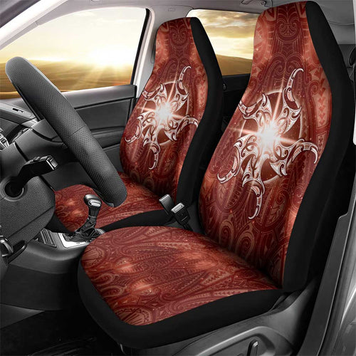 New Zealand Matariki Pohutukawa Car Seat Cover Maori Moko Red Galaxy