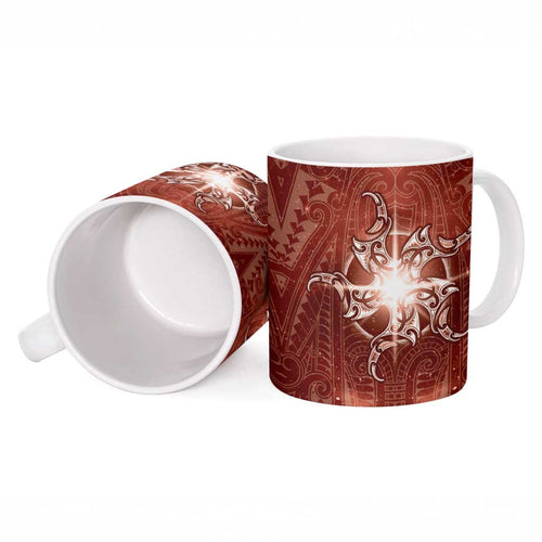 New Zealand Matariki Pohutukawa Ceramic Mug Maori Moko Red Galaxy