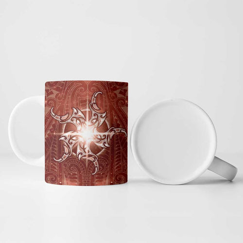 New Zealand Matariki Pohutukawa Ceramic Mug Maori Moko Red Galaxy