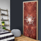 New Zealand Matariki Pohutukawa Door Cover Maori Moko Red Galaxy