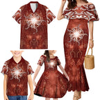 New Zealand Matariki Pohutukawa Family Matching Mermaid Dress and Hawaiian Shirt Maori Moko Red Galaxy