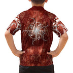 New Zealand Matariki Pohutukawa Family Matching Mermaid Dress and Hawaiian Shirt Maori Moko Red Galaxy