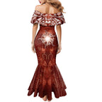 New Zealand Matariki Pohutukawa Family Matching Mermaid Dress and Hawaiian Shirt Maori Moko Red Galaxy