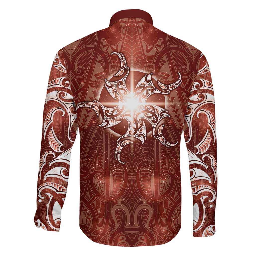 New Zealand Matariki Pohutukawa Family Matching Short Sleeve Bodycon Dress and Hawaiian Shirt Maori Moko Red Galaxy