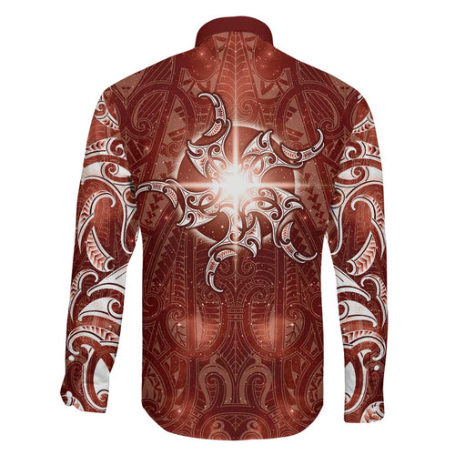 New Zealand Matariki Pohutukawa Family Matching Short Sleeve Bodycon Dress and Hawaiian Shirt Maori Moko Red Galaxy