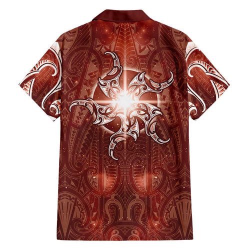New Zealand Matariki Pohutukawa Family Matching Summer Maxi Dress and Hawaiian Shirt Maori Moko Red Galaxy