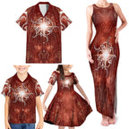 New Zealand Matariki Pohutukawa Family Matching Tank Maxi Dress and Hawaiian Shirt Maori Moko Red Galaxy