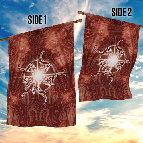 New Zealand Matariki Pohutukawa Garden Flag Maori Moko Red Galaxy