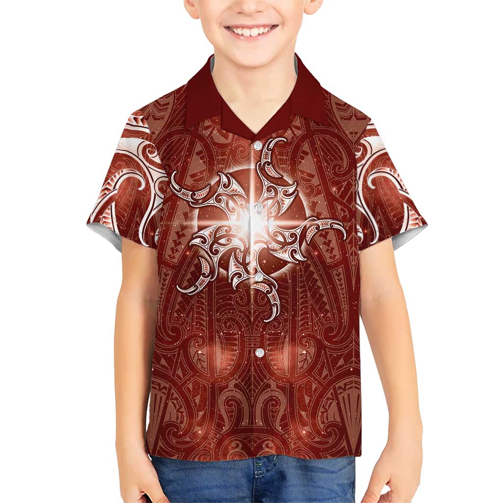 New Zealand Matariki Pohutukawa Hawaiian Shirt Maori Moko Red Galaxy