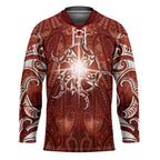 New Zealand Matariki Pohutukawa Hockey Jersey Maori Moko Red Galaxy