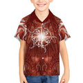New Zealand Matariki Pohutukawa Kid Hawaiian Shirt Maori Moko Red Galaxy