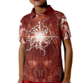 New Zealand Matariki Pohutukawa Kid Polo Shirt Maori Moko Red Galaxy