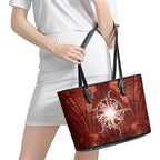 New Zealand Matariki Pohutukawa Leather Tote Bag Maori Moko Red Galaxy