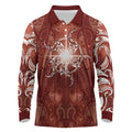 New Zealand Matariki Pohutukawa Long Sleeve Polo Shirt Maori Moko Red Galaxy