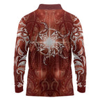 New Zealand Matariki Pohutukawa Long Sleeve Polo Shirt Maori Moko Red Galaxy