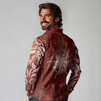 New Zealand Matariki Pohutukawa Long Sleeve Polo Shirt Maori Moko Red Galaxy