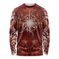 New Zealand Matariki Pohutukawa Long Sleeve Shirt Maori Moko Red Galaxy