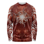 New Zealand Matariki Pohutukawa Long Sleeve Shirt Maori Moko Red Galaxy