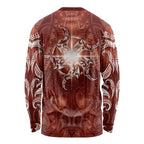 New Zealand Matariki Pohutukawa Long Sleeve Shirt Maori Moko Red Galaxy