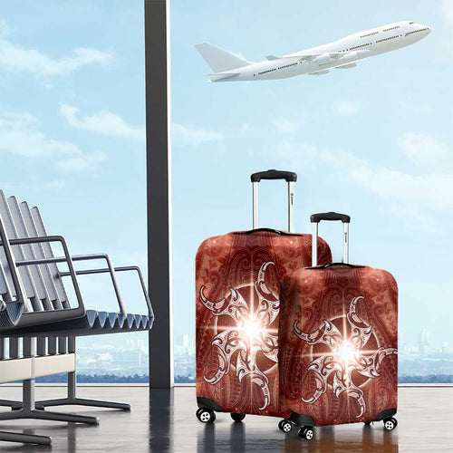 New Zealand Matariki Pohutukawa Luggage Cover Maori Moko Red Galaxy