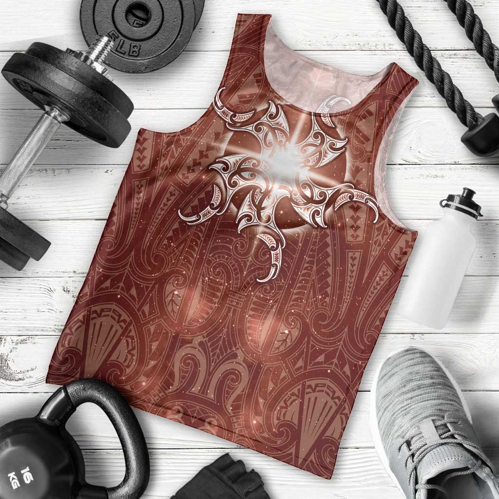 New Zealand Matariki Pohutukawa Men Tank Top Maori Moko Red Galaxy