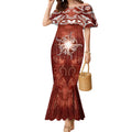 New Zealand Matariki Pohutukawa Mermaid Dress Maori Moko Red Galaxy