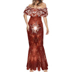 New Zealand Matariki Pohutukawa Mermaid Dress Maori Moko Red Galaxy