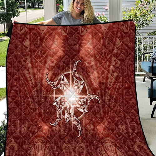 New Zealand Matariki Pohutukawa Quilt Maori Moko Red Galaxy