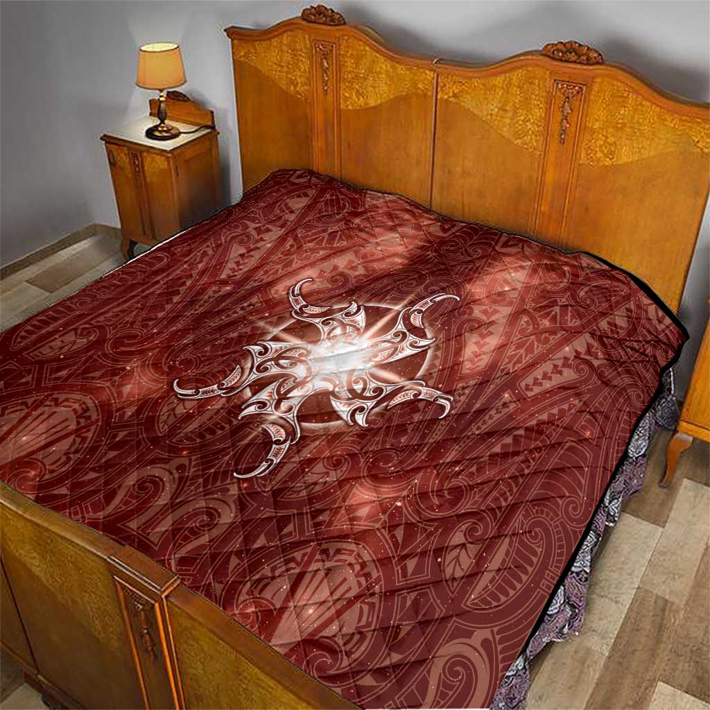 New Zealand Matariki Pohutukawa Quilt Maori Moko Red Galaxy