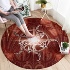 New Zealand Matariki Pohutukawa Round Carpet Maori Moko Red Galaxy