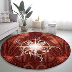 New Zealand Matariki Pohutukawa Round Carpet Maori Moko Red Galaxy