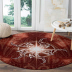 New Zealand Matariki Pohutukawa Round Carpet Maori Moko Red Galaxy