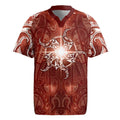 New Zealand Matariki Pohutukawa Rugby Jersey Maori Moko Red Galaxy