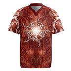 New Zealand Matariki Pohutukawa Rugby Jersey Maori Moko Red Galaxy