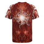 New Zealand Matariki Pohutukawa Rugby Jersey Maori Moko Red Galaxy