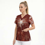 New Zealand Matariki Pohutukawa Scrub Top Maori Moko Red Galaxy